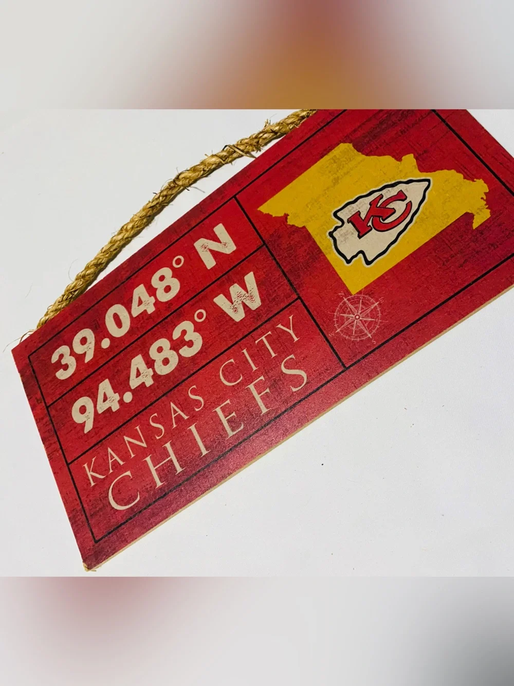 Kansas City Chiefs Red and Gold Coordinates Hanging Wall Plaque